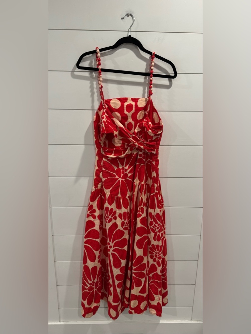 Farm Rio Palermo Sleeveless Midi Dress red floral linen - Picture 6 of 10